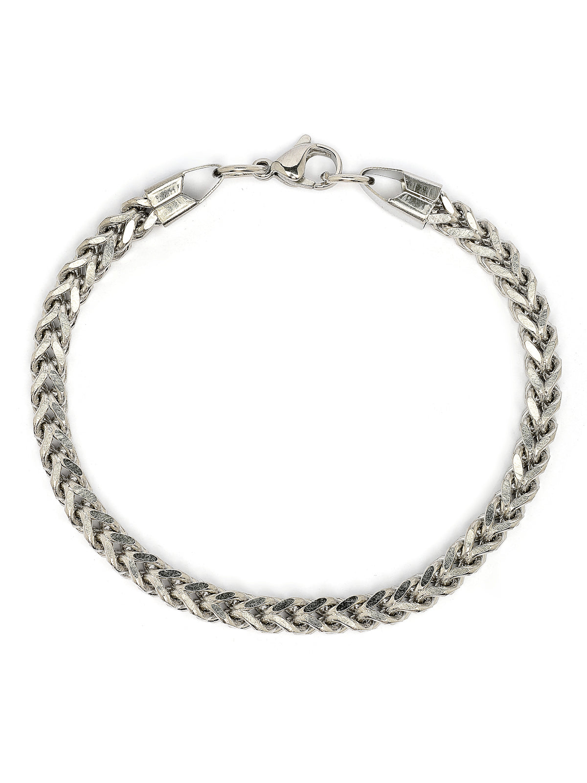 Scintillare By Sukkhi Universal Stylish Stainless Steel Rhodium Plated Silver Bracelet Lobster Closure Type Bracelet For Men & Boys|BC107135