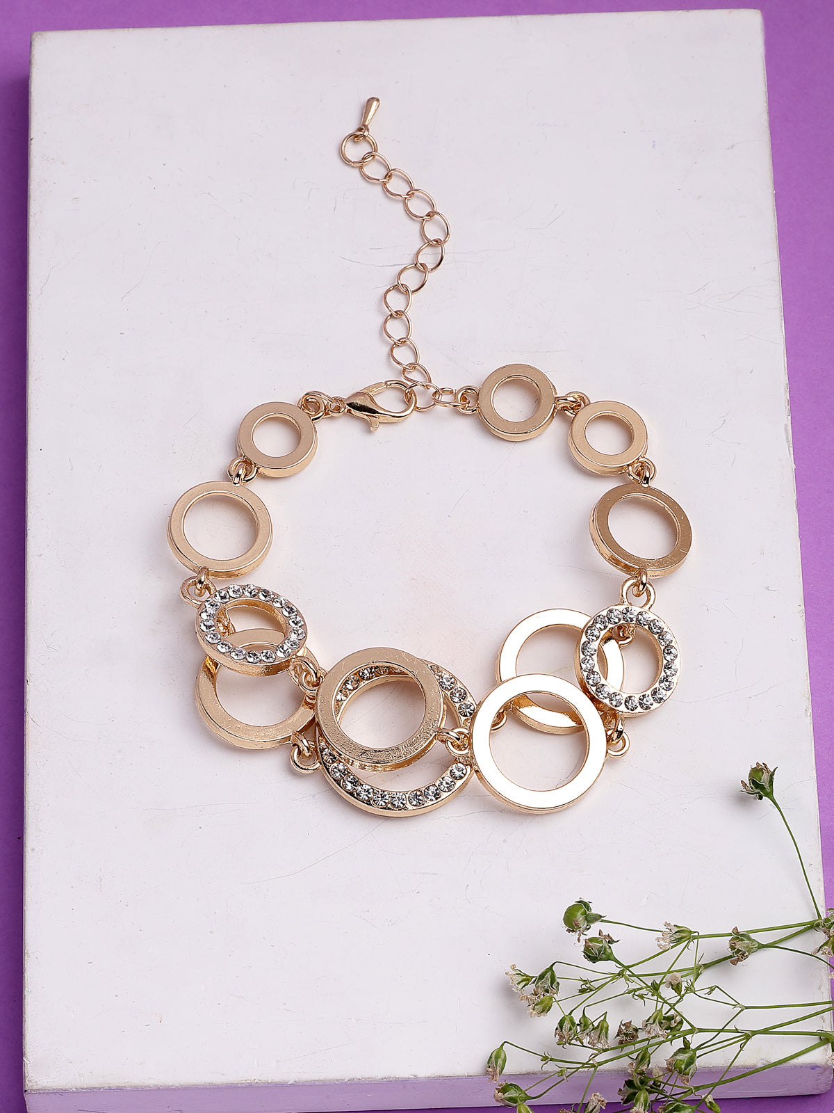 Scintillare By Sukkhi Eye-Catchy Stylish Gold Plated Crystal Stone Studded Round Shaped Bracelets Jewellery for Women & Girls|Gifts for Wife Girlfriend Mother Sister|BC107137