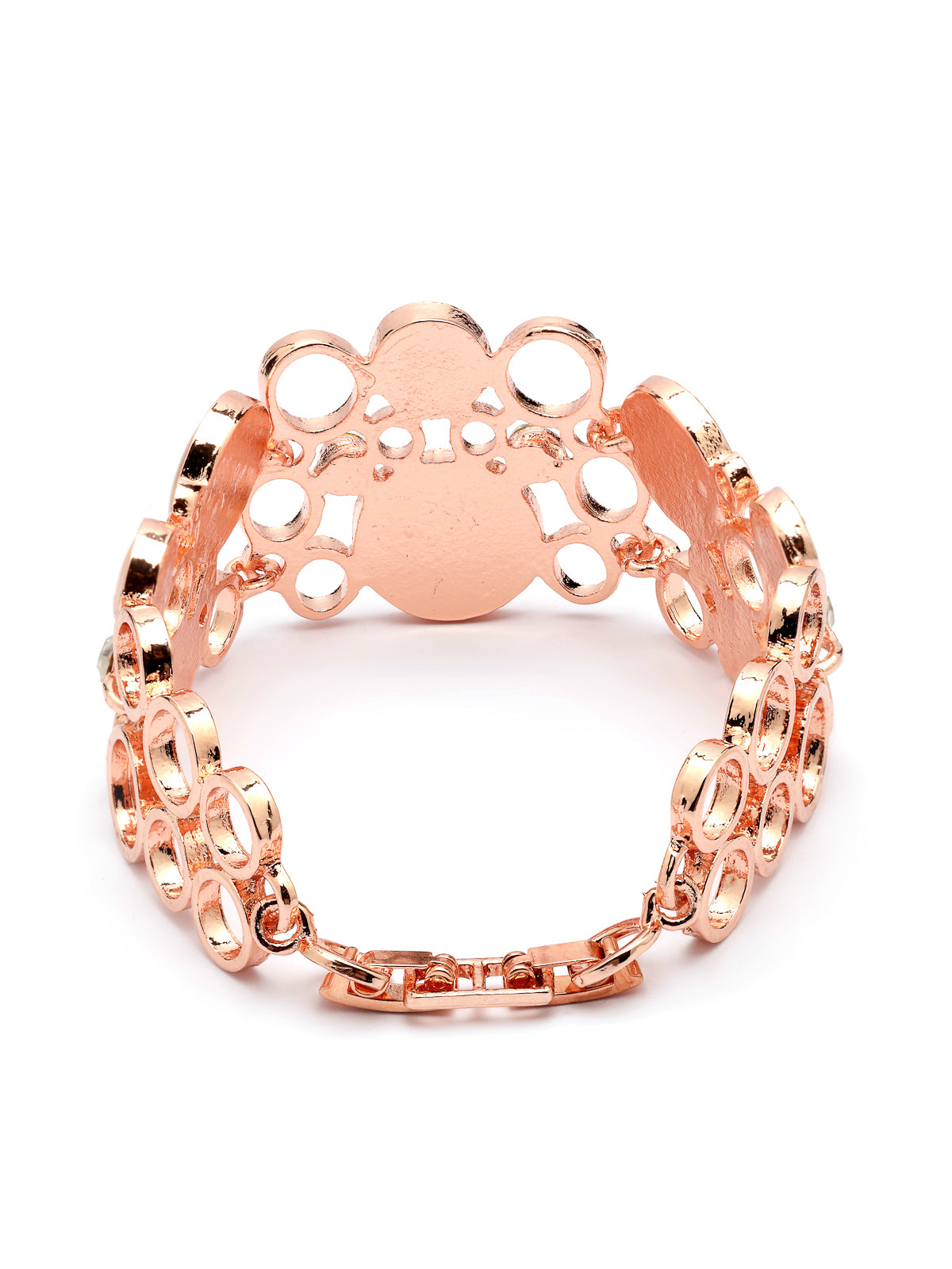 Scintillare By Sukkhi Unique Fashionable Rose Gold Plated Crystal Stones Studded Round Style Bracelet Jewellery For Women & Girls|Gifts for Wife Girlfriend Mother Sister|BC107138