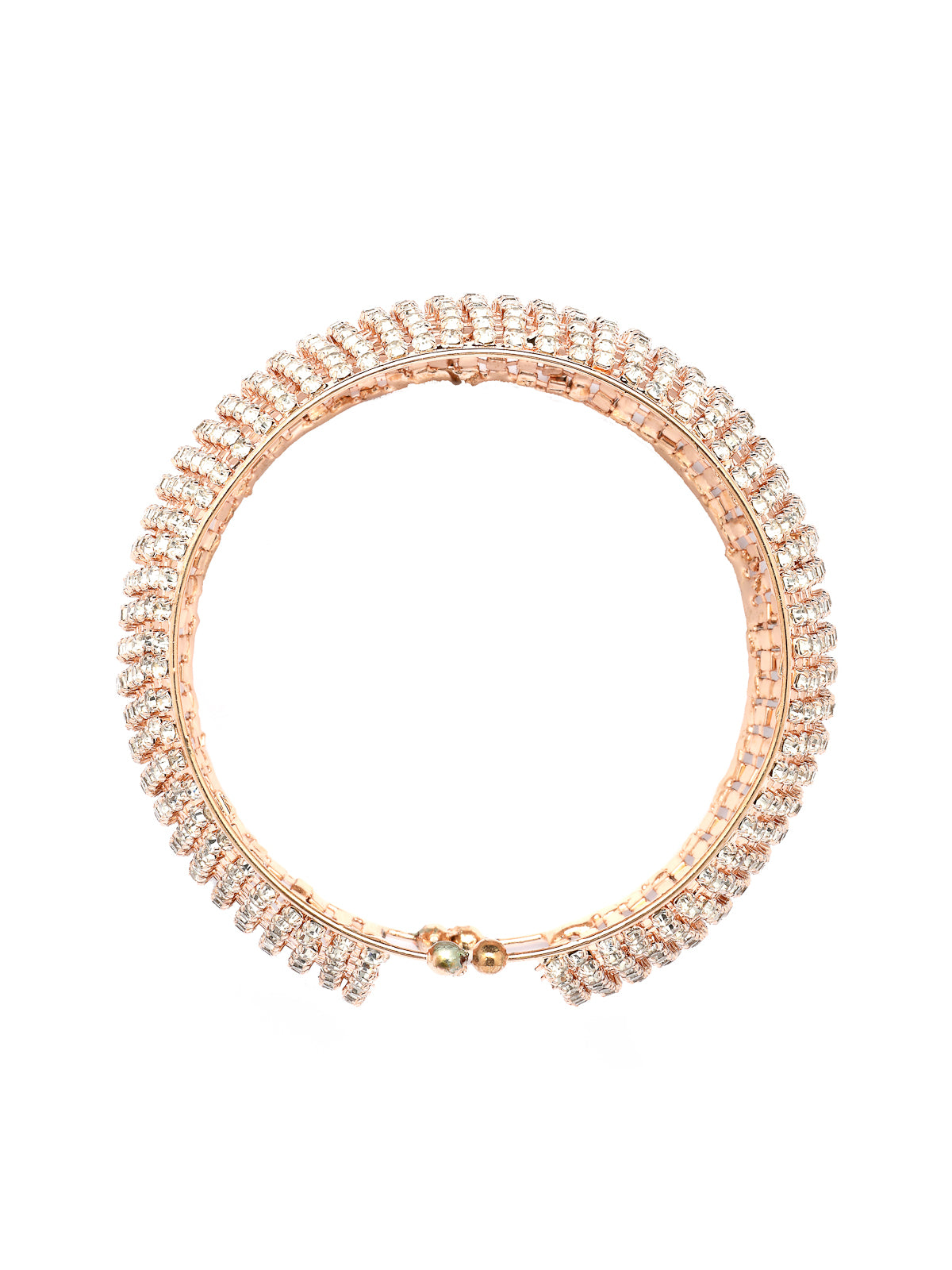Scintillare By Sukkhi Graceful 18k Rose Gold Plated with Crystal Stone Studded Adjustable Cuff Kada Bracelet Jewellery for For Women & Girls|BC107141