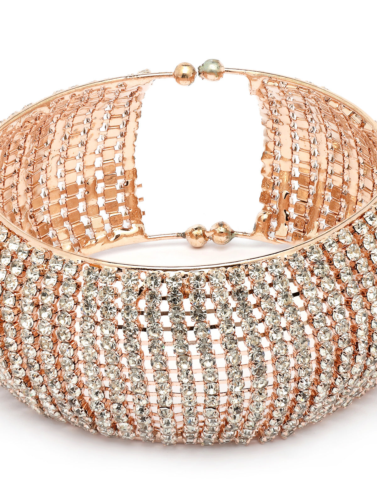 Scintillare By Sukkhi Graceful 18k Rose Gold Plated with Crystal Stone Studded Adjustable Cuff Kada Bracelet Jewellery for For Women & Girls|BC107141