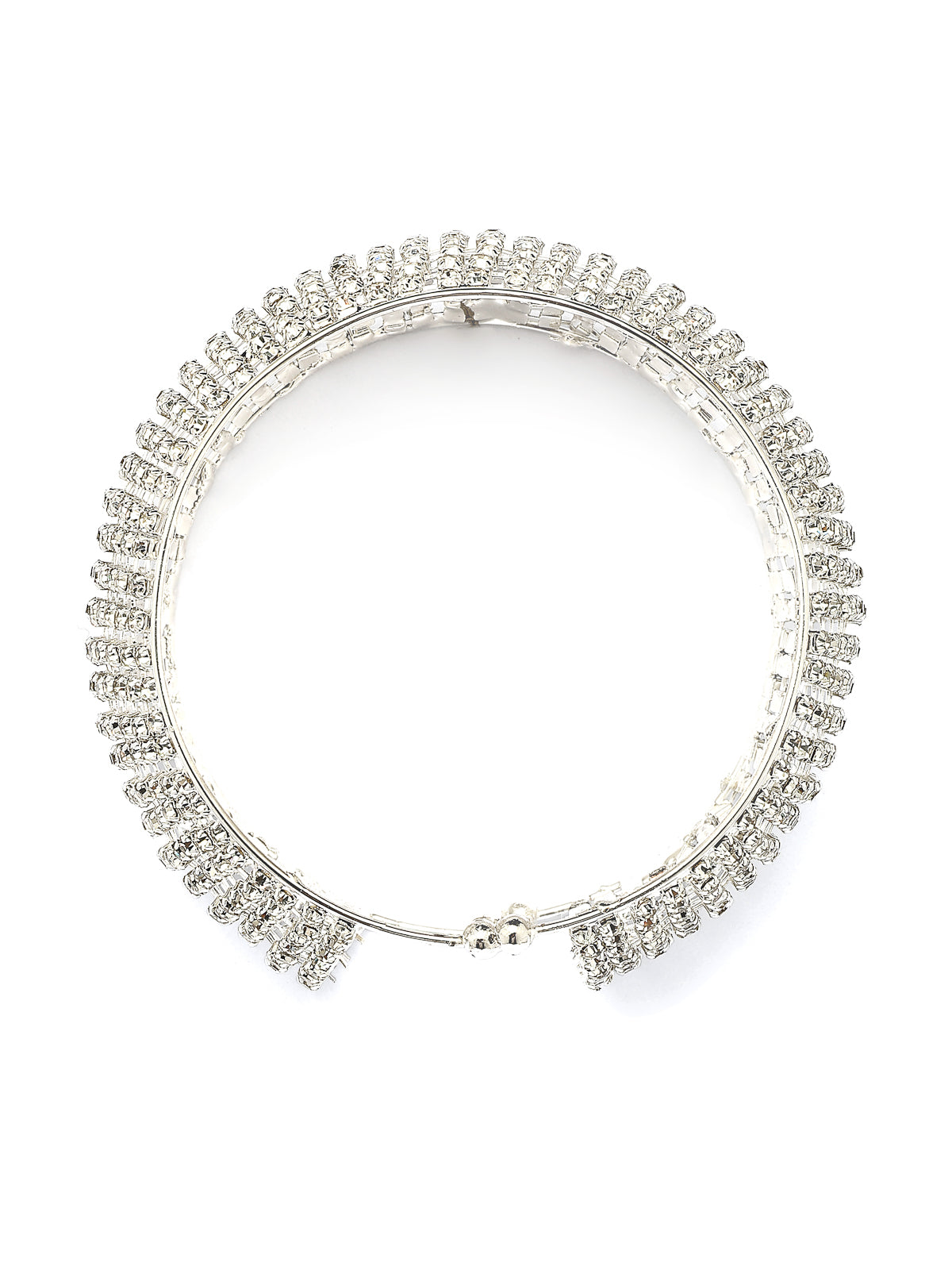 Scintillare By Sukkhi Graceful Rhodium Plated with Crystal Stone Studded Adjustable Silver Cuff Kada Bracelet Jewellery for For Women & Girls|BC107142