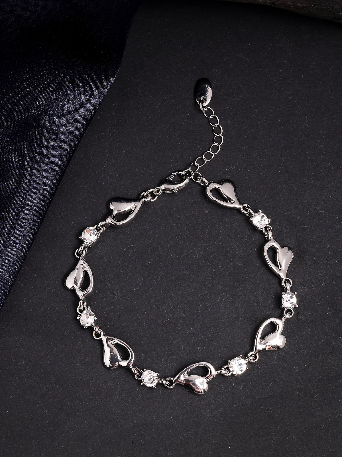 Scintillare By Sukkhi Excellent Design Crystal Stone Studded with Platinum Plated Hear Shaped Adjustable Bracelet Jewellery for Women & Girls|BC107144