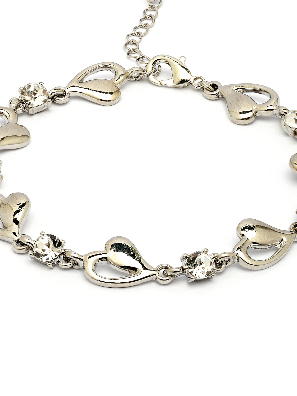 Scintillare By Sukkhi Excellent Design Crystal Stone Studded with Platinum Plated Hear Shaped Adjustable Bracelet Jewellery for Women & Girls|BC107144