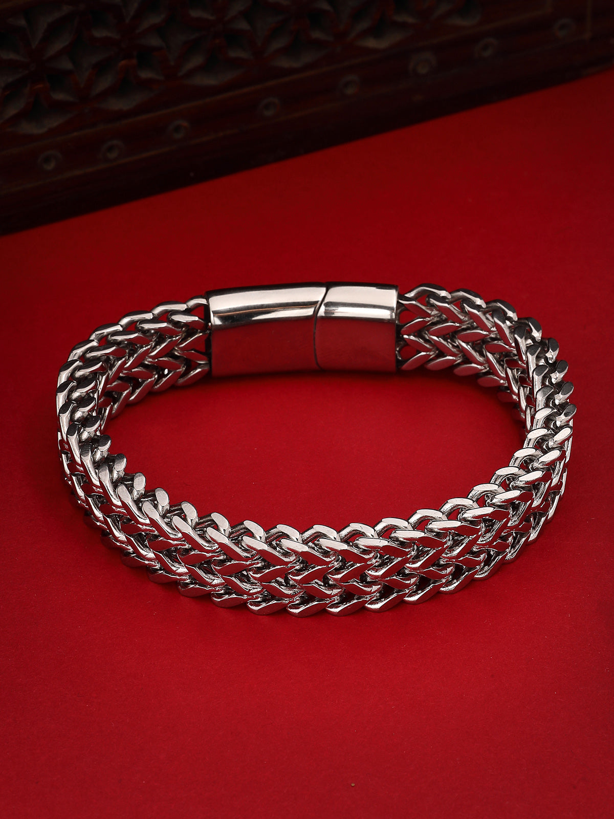 Scintillare By Sukkhi All Season Stylish Stainless Steel Rhodium Plated With Link Chain Bracelet Jewellery Men & Boys|Hand Accessories Gift for Men & Boys Anniversary Gift for Husband|BC107147