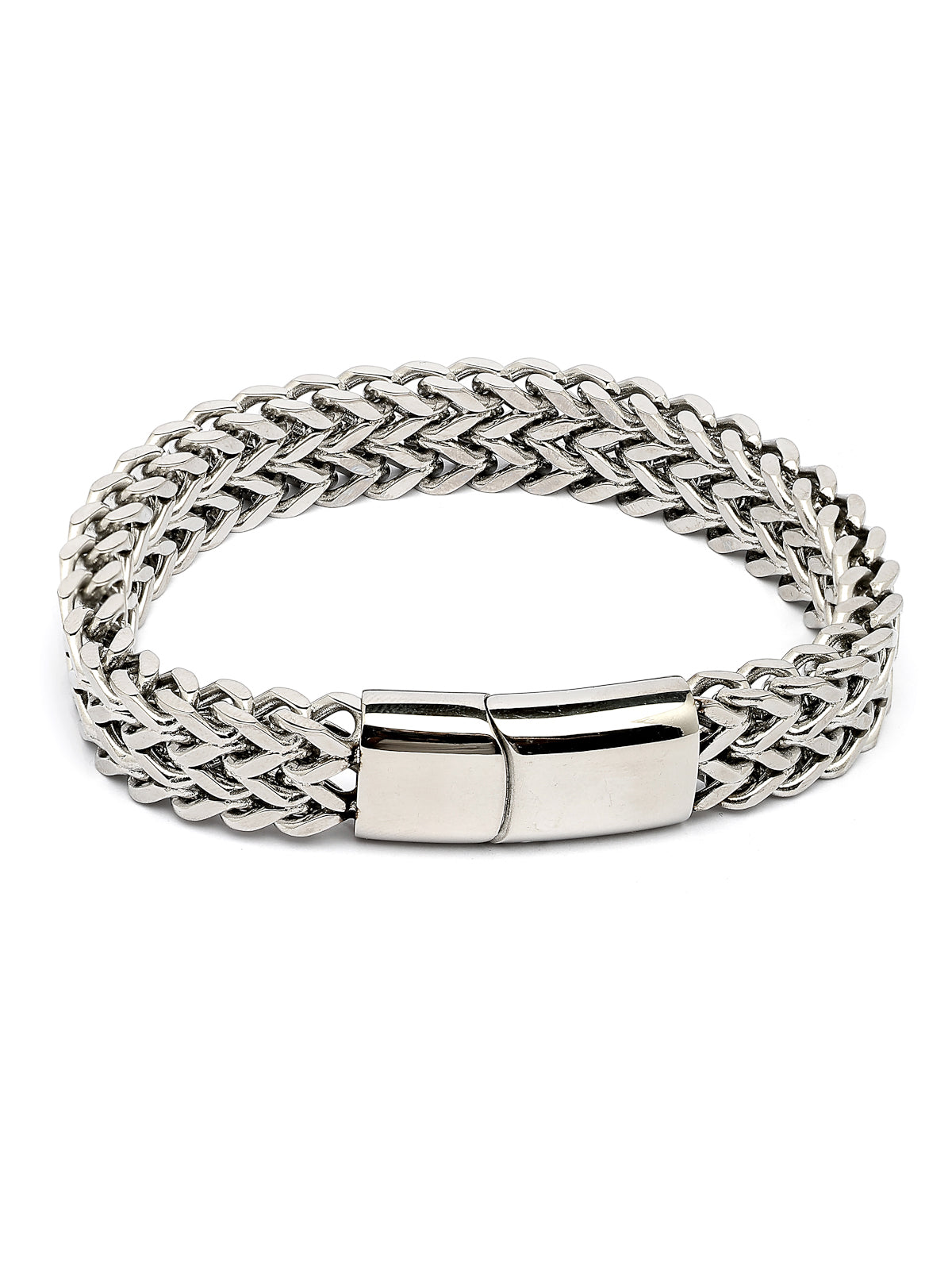 Scintillare By Sukkhi All Season Stylish Stainless Steel Rhodium Plated With Link Chain Bracelet Jewellery Men & Boys|Hand Accessories Gift for Men & Boys Anniversary Gift for Husband|BC107147