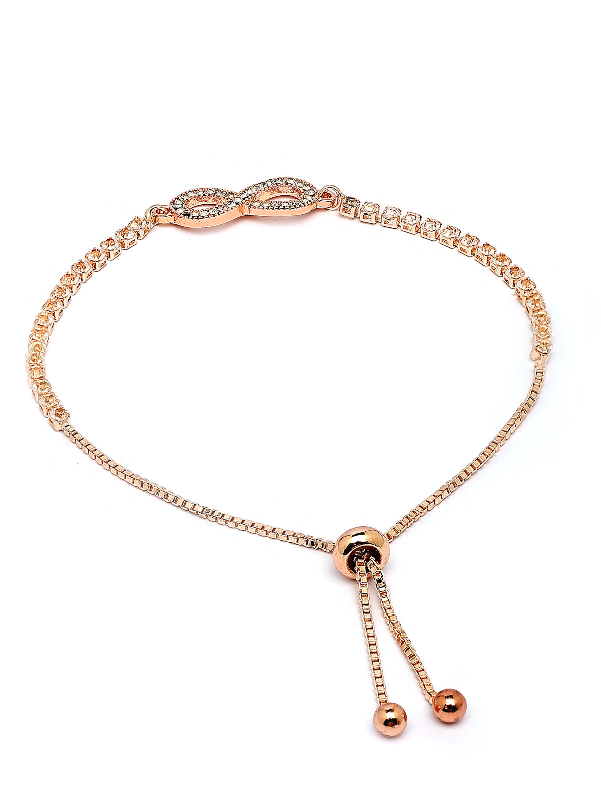 Scintillare By Sukkhi Latest Stylish Magnificent Endless Love CZ Diamond Studded Gold Plated Adjustable Charm Tennis Bracelet Jewellery for Women & Girls|BC107148