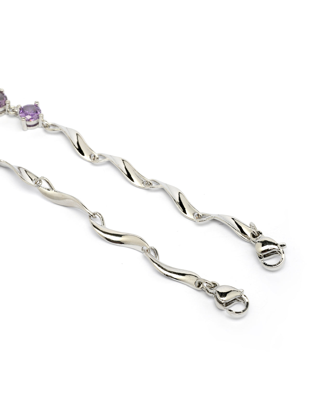 Scintillare By Sukkhi Lovely Copper Sterling Silver Plated Heart Shaped Designed Purple Charm Bracelet Jewellery For Women & Girls|Gifts for Wife Girlfriend Mother Sister|BC107149