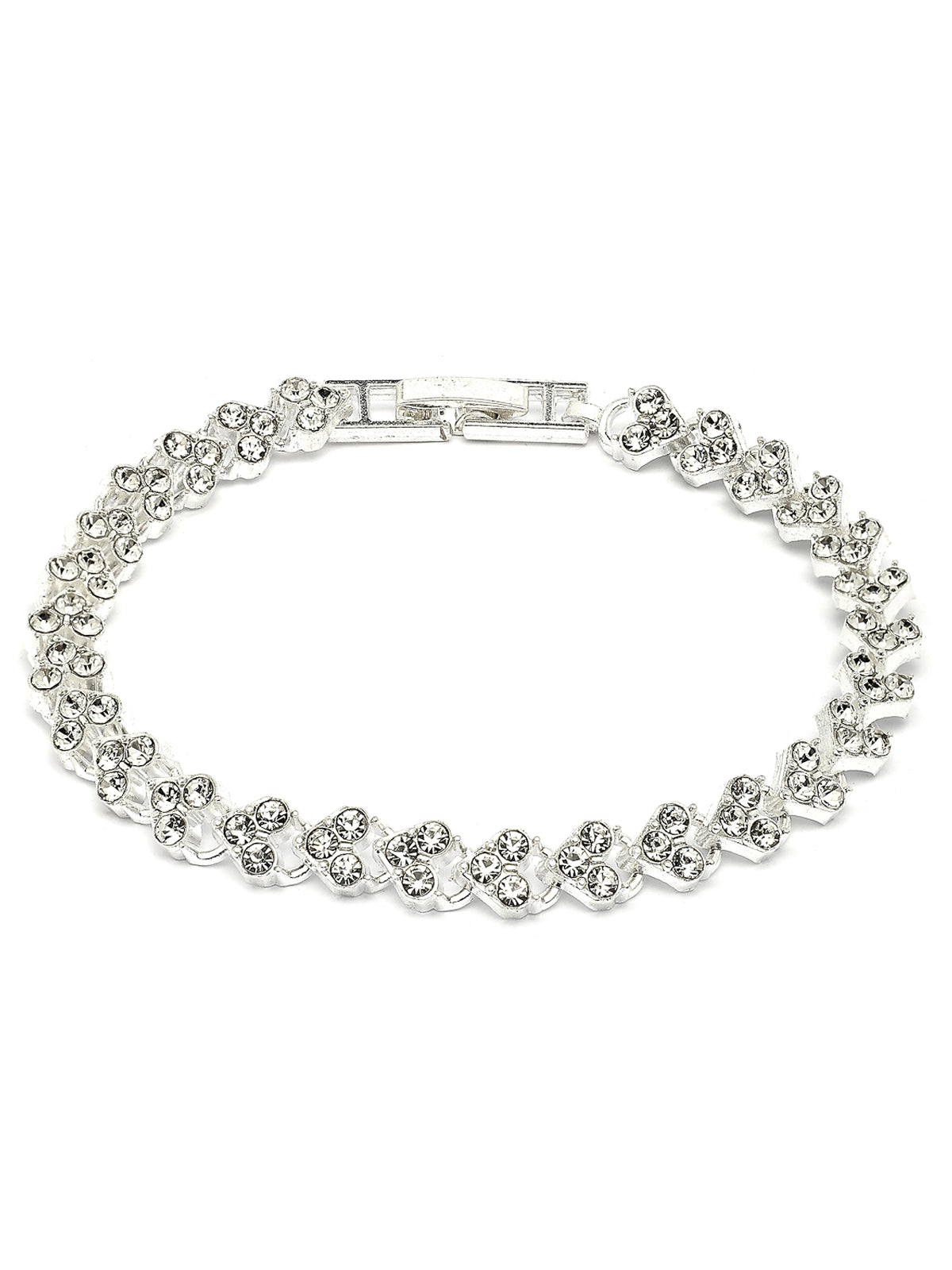 Scintillare By Sukkhi Bewitching Stylish Platinum Plated Crystal Diamond Studded Silver Adjustable Bracelet Jewellery for Women & Girls|Gifts for Wife Girlfriend Mother Sister|BC107152