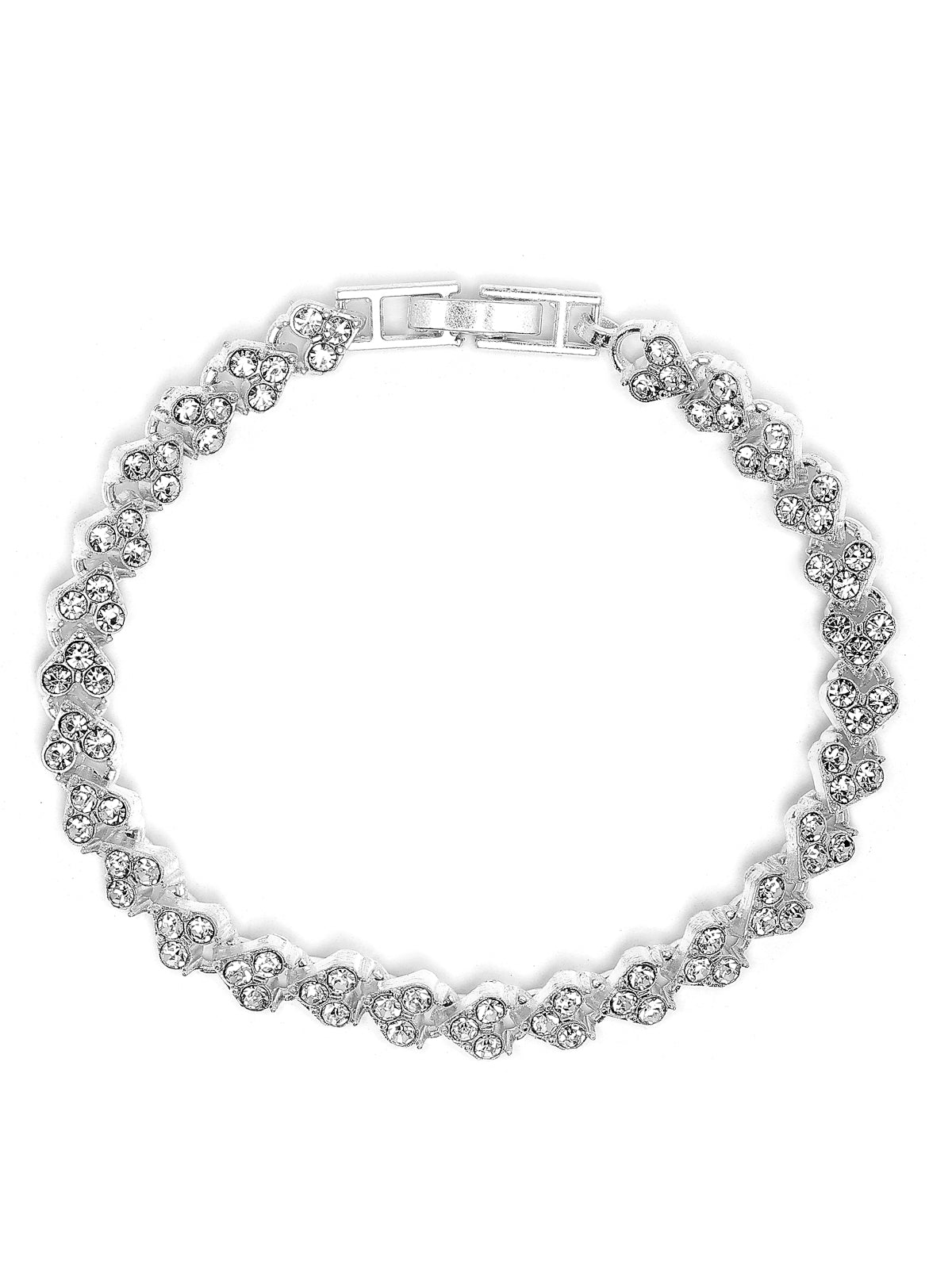 Scintillare By Sukkhi Bewitching Stylish Platinum Plated Crystal Diamond Studded Silver Adjustable Bracelet Jewellery for Women & Girls|Gifts for Wife Girlfriend Mother Sister|BC107152