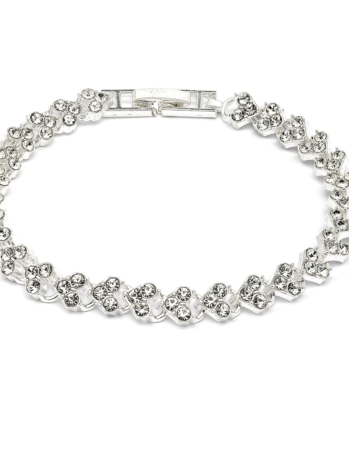 Scintillare By Sukkhi Bewitching Stylish Platinum Plated Crystal Diamond Studded Silver Adjustable Bracelet Jewellery for Women & Girls|Gifts for Wife Girlfriend Mother Sister|BC107152