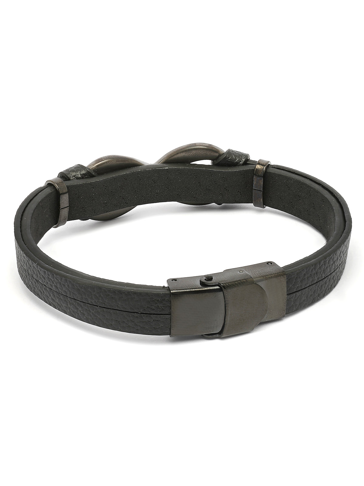 Scintillare By Sukkhi Unique Stylish Fashionable Titanium Steel Vegan Leather Micro Insert Bracelet For Men & Boys|BC107153
