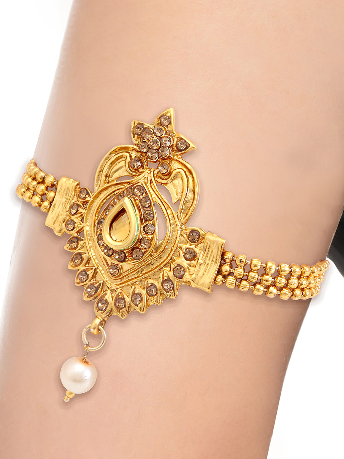 Sukkhi Astonish Pearl Gold Plated LCT Stone Bajuband For Women BJ71706GLDPH400