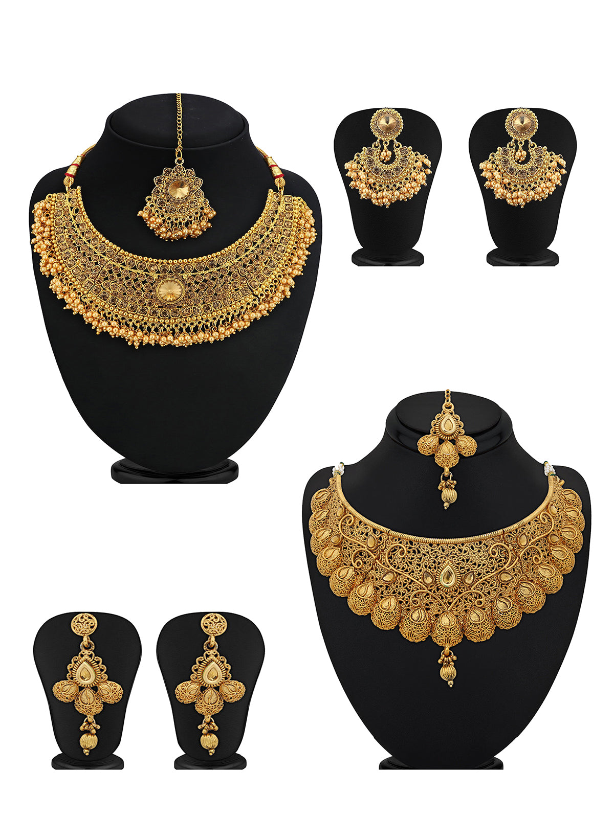 Sukkhi Glamorous LCT Gold Plated Pearl Choker Necklace Set Combo For Women CB73381