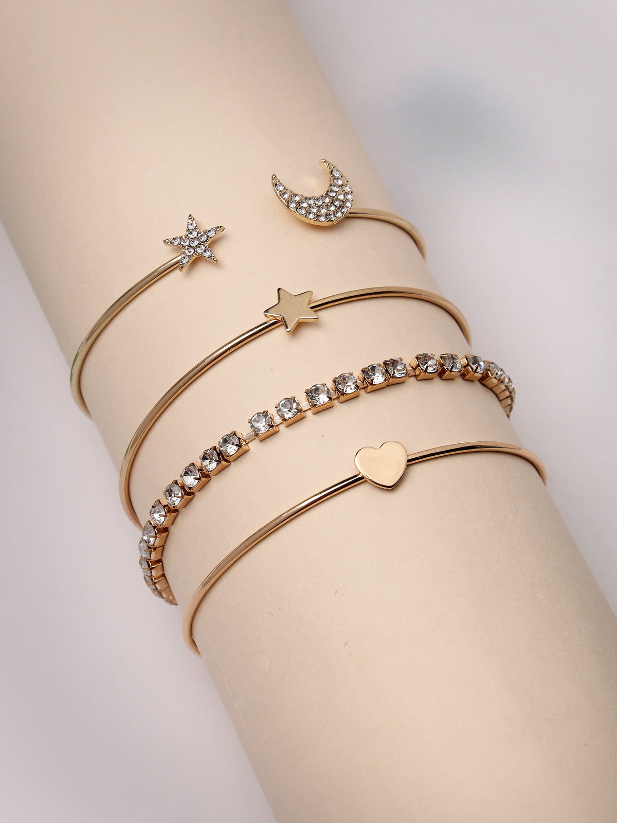 Scintillare by Sukkhi Attractive Latest Design Stackable Gold Plated With Blue Crystals Adjustable Bangle Bracelets for Women & Girls Set of 4|Birthday Gift for Women|One Size|CBBC106630