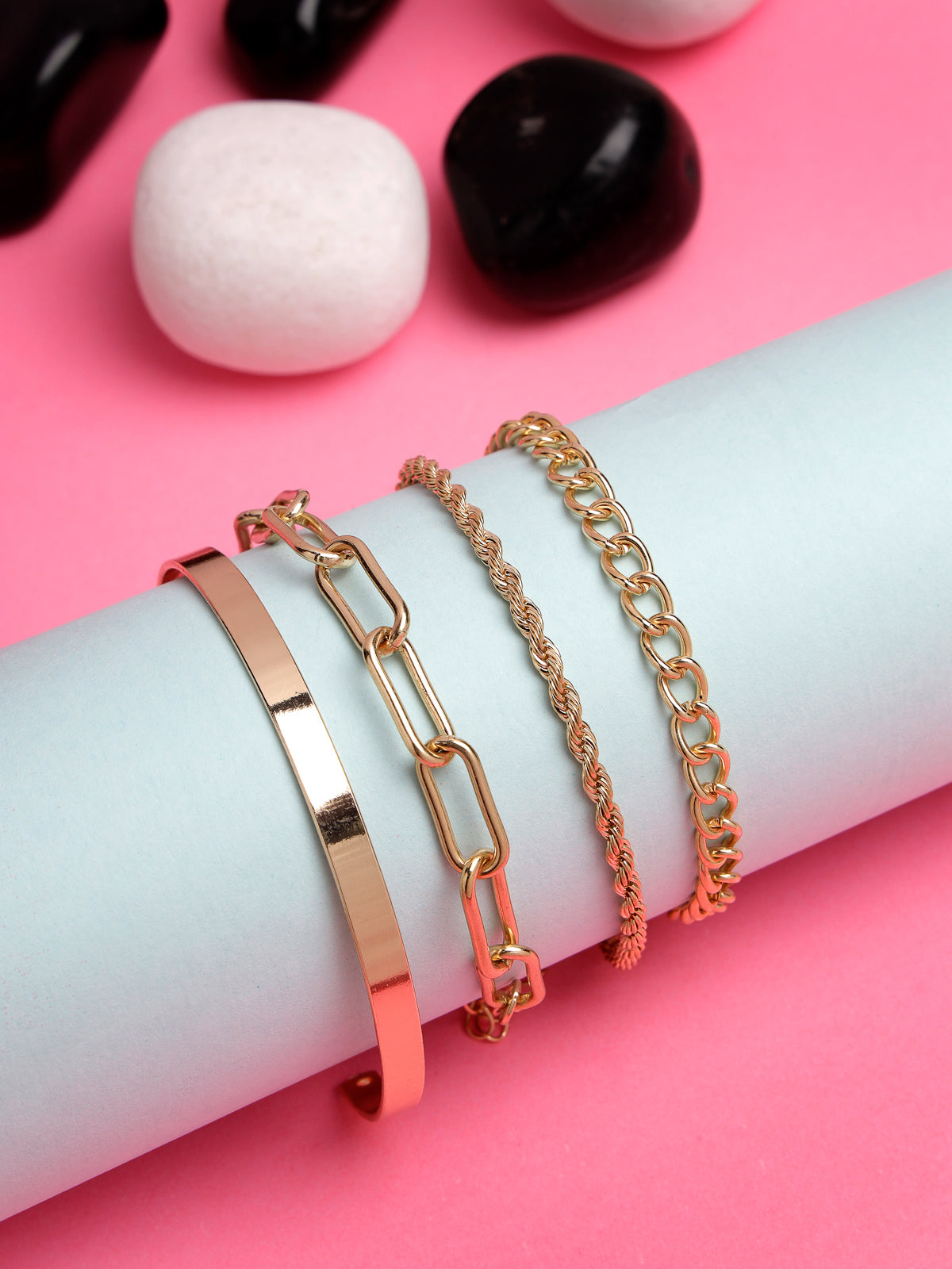 Scintillare by Sukkhi Latest Stackable Delicate Design Gold Plated Adjustable Combo Bangle Bracelet for Women & Girls ( Set of 4)|Birthday Gift for Women|(Golden)|CBBC106636