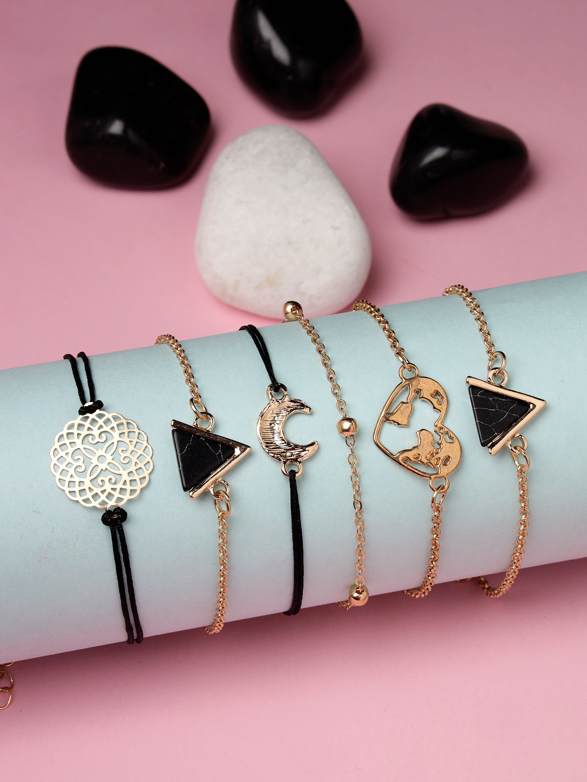 Scintillare by Sukkhi Attractive Stackable Light Weight Multi Design With Gold Plated Adjustable Geometry Shaped Combo Bangle Bracelet for Women & Girls |Set of 6| Birthday Gift for Women|CBBC106637