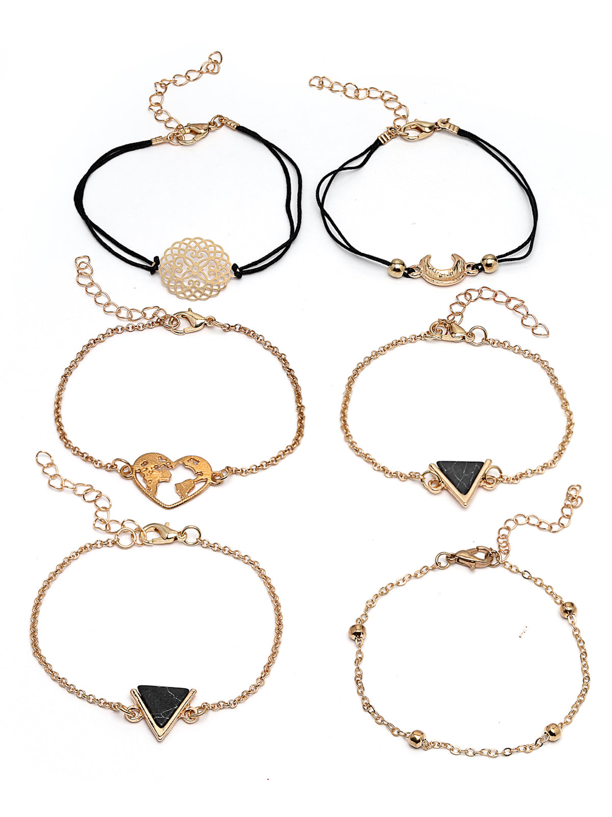 Scintillare by Sukkhi Western Fashionable Stackable Design Gold Plated with Crystals Adjustable Cuff Kada Combo Bangle Bracelet for Women & Girls (Set of 4)|Birthday Gift for Women|(Golden)|CBBC106640