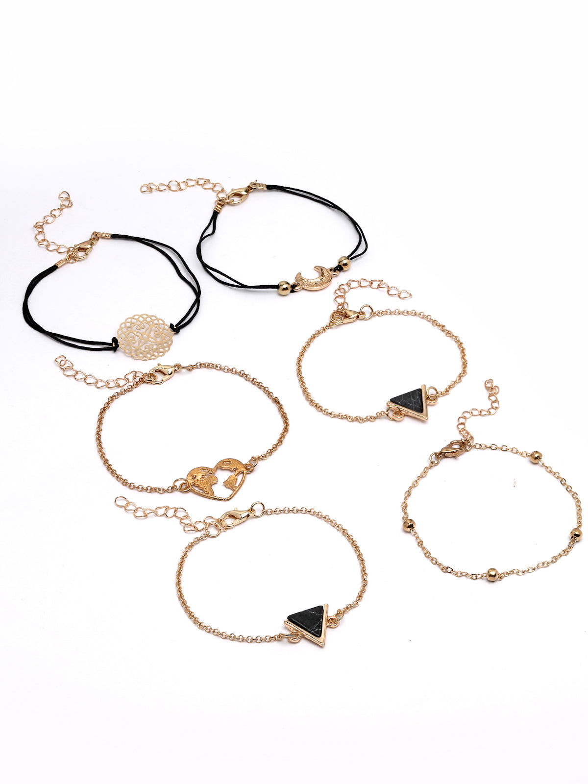 Scintillare by Sukkhi Unique Light Weight Latest Stackable Design Gold Plated Geometric Adjustable Combo Bangle Bracelet for Women & Girls (Set of 5)|Birthday Gift for Women|(Golden)|CBBC106643