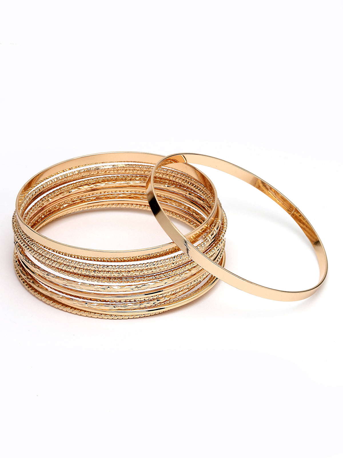 Scintillare by Sukkhi Unique Light Weight Latest Stackable Design Gold Plated Geometric Adjustable Combo Bangle Bracelet for Women & Girls (Set of 5)|Birthday Gift for Women|(Golden)|CBBC106643