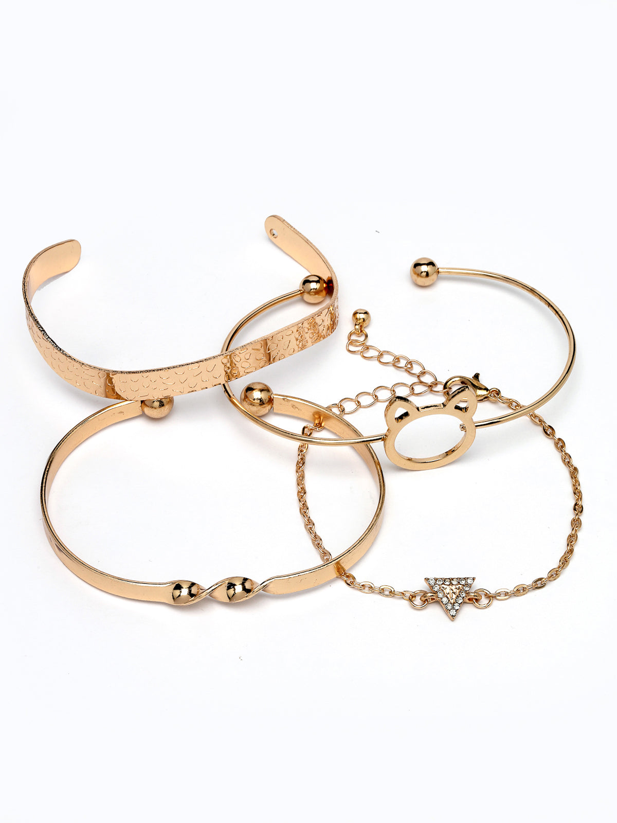 Scintillare by Sukkhi Pretty Fashionable Latest Design Gold Plated Heart Shaped Stackable with Adjustable Combo Bangle Bracelet for Women & Girls (Set of 5)|Birthday Gift for Women|CBBC106645