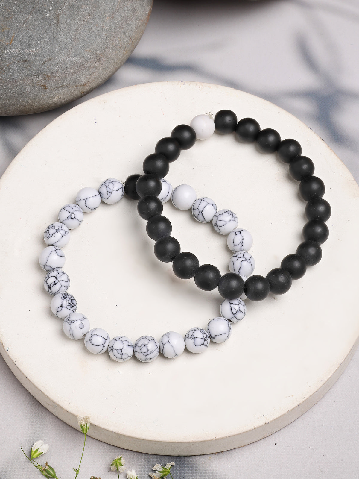 Scintillare By Sukkhi Unique Latest Stylish Natural Stones Couple Love Bracelet Jewellery for Women/Girls/Men/Boys|Pack of 2|CBBC107163