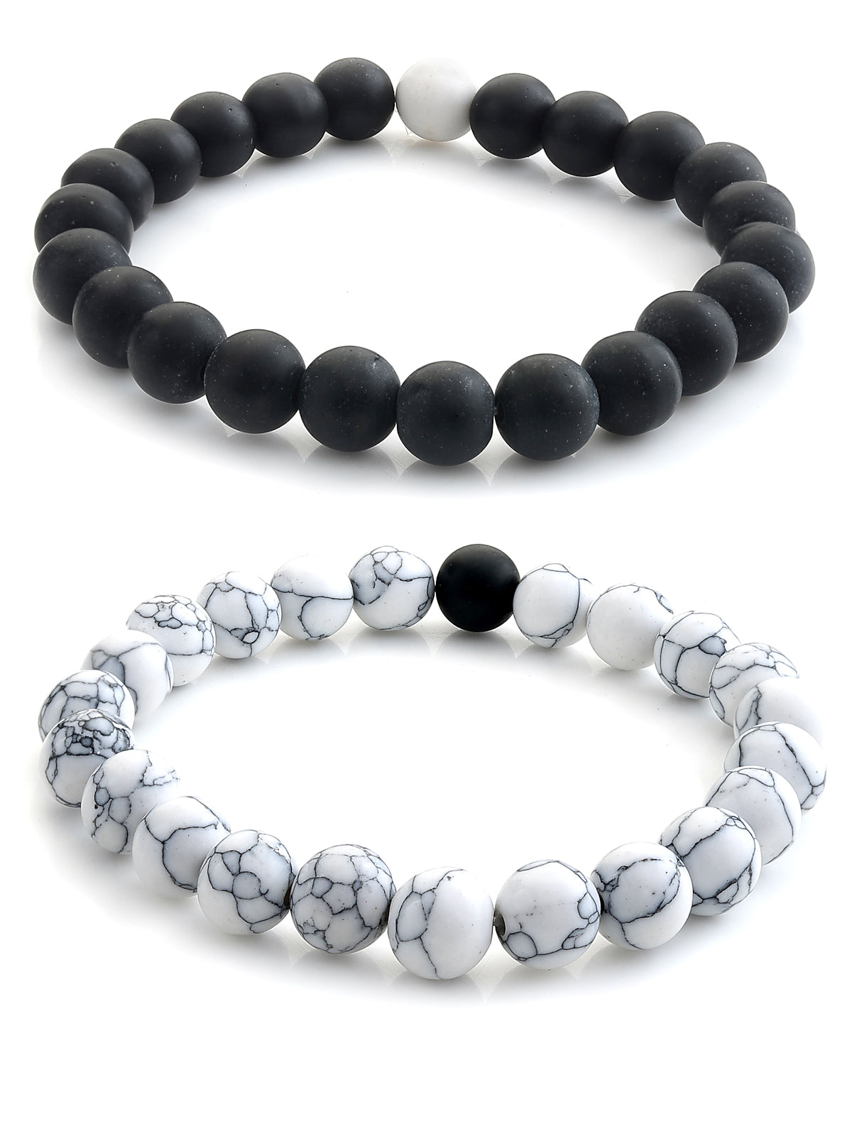 Scintillare By Sukkhi Unique Latest Stylish Natural Stones Couple Love Bracelet Jewellery for Women/Girls/Men/Boys|Pack of 2|CBBC107163