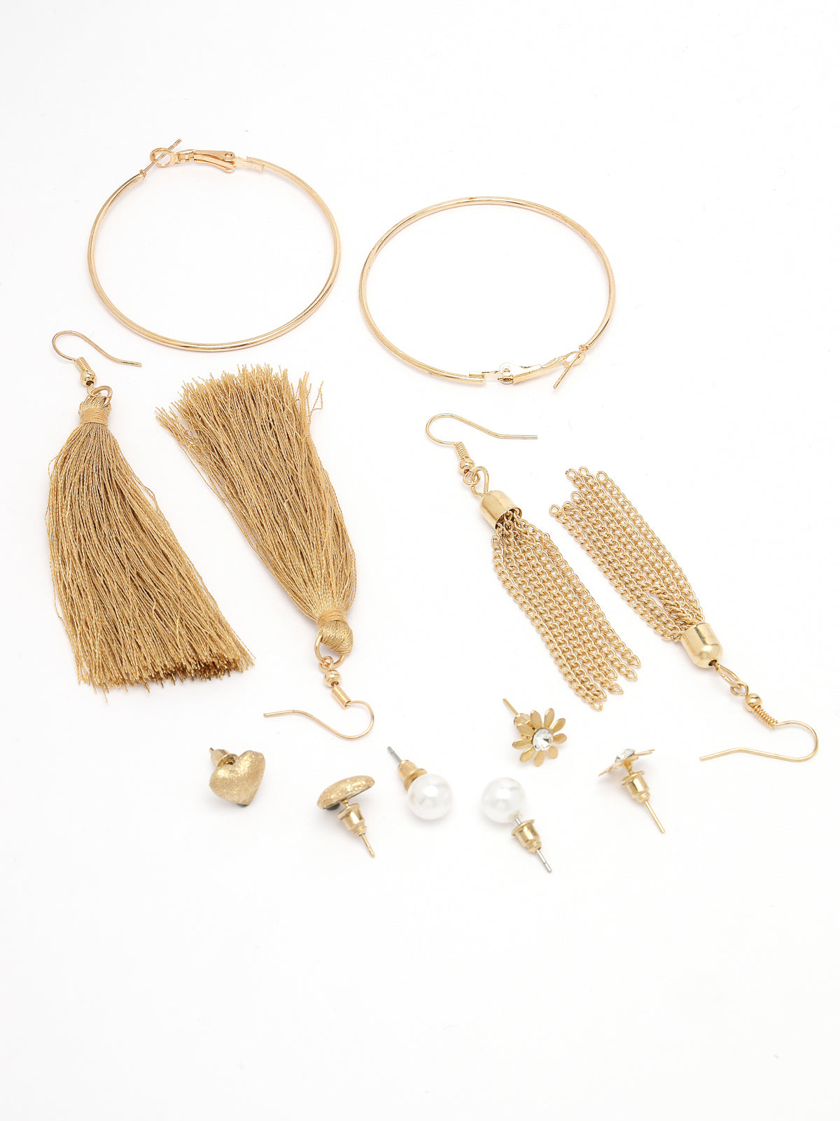 Scintillare by Sukkhi Delicate Gold Plated Multicolor Crystals Geometric Studs Dangler Combo Earring for Women & Girls Stylish Fashion|14 Pair of Combo Set|CBE106567