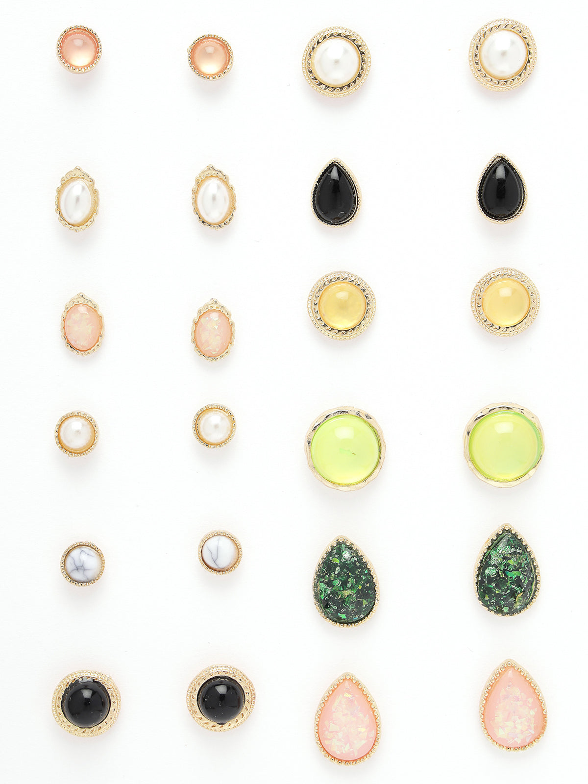 Scintillare by Sukkhi Decent Stylish Gold Plated Crystals Stones Geometric Studs Combo Earring for Women & Girls Stylish Fashion|9 Pair of Combo Set|CBE106628