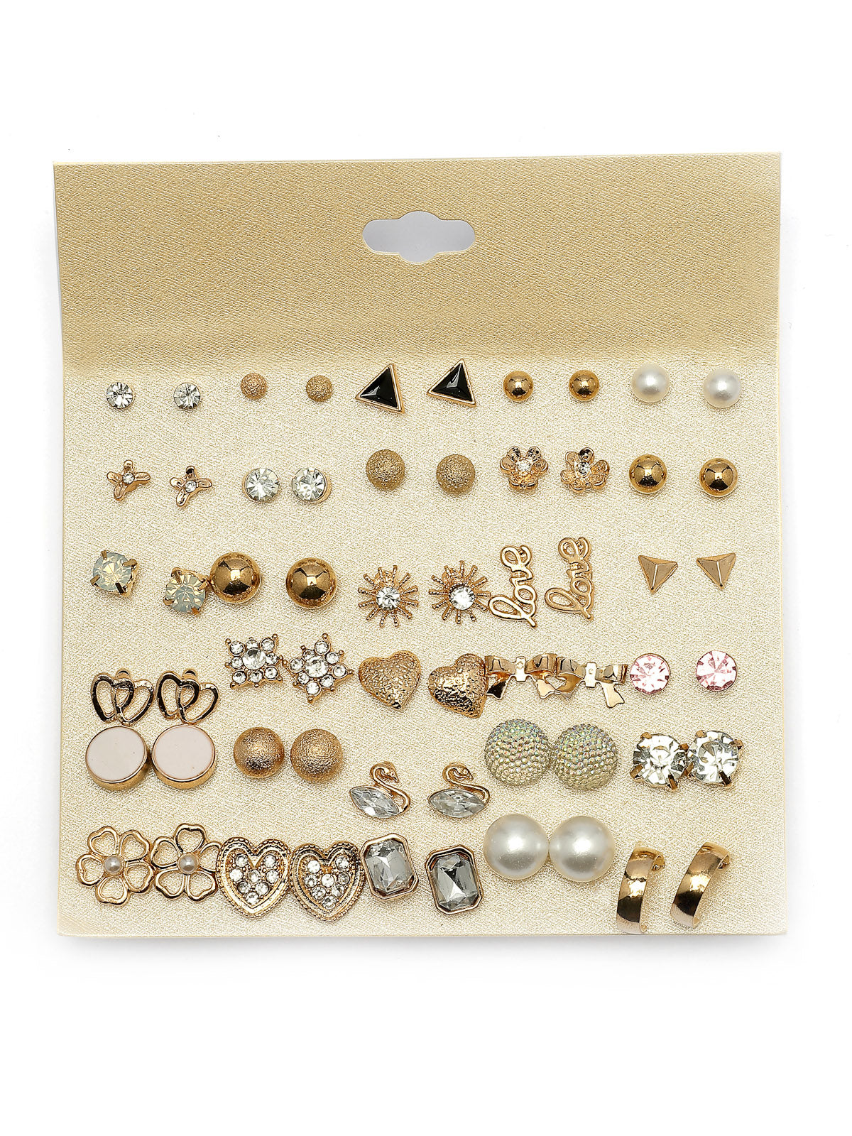 Scintillare By Sukkhi Most Beautiful Latest Stylish Gold Plated Crystal & Pearls Studded Studs Combo Earrings For Women & Girls|Pair of 30|Gifts for Wife Girlfriend Mother Sister|CBE107188