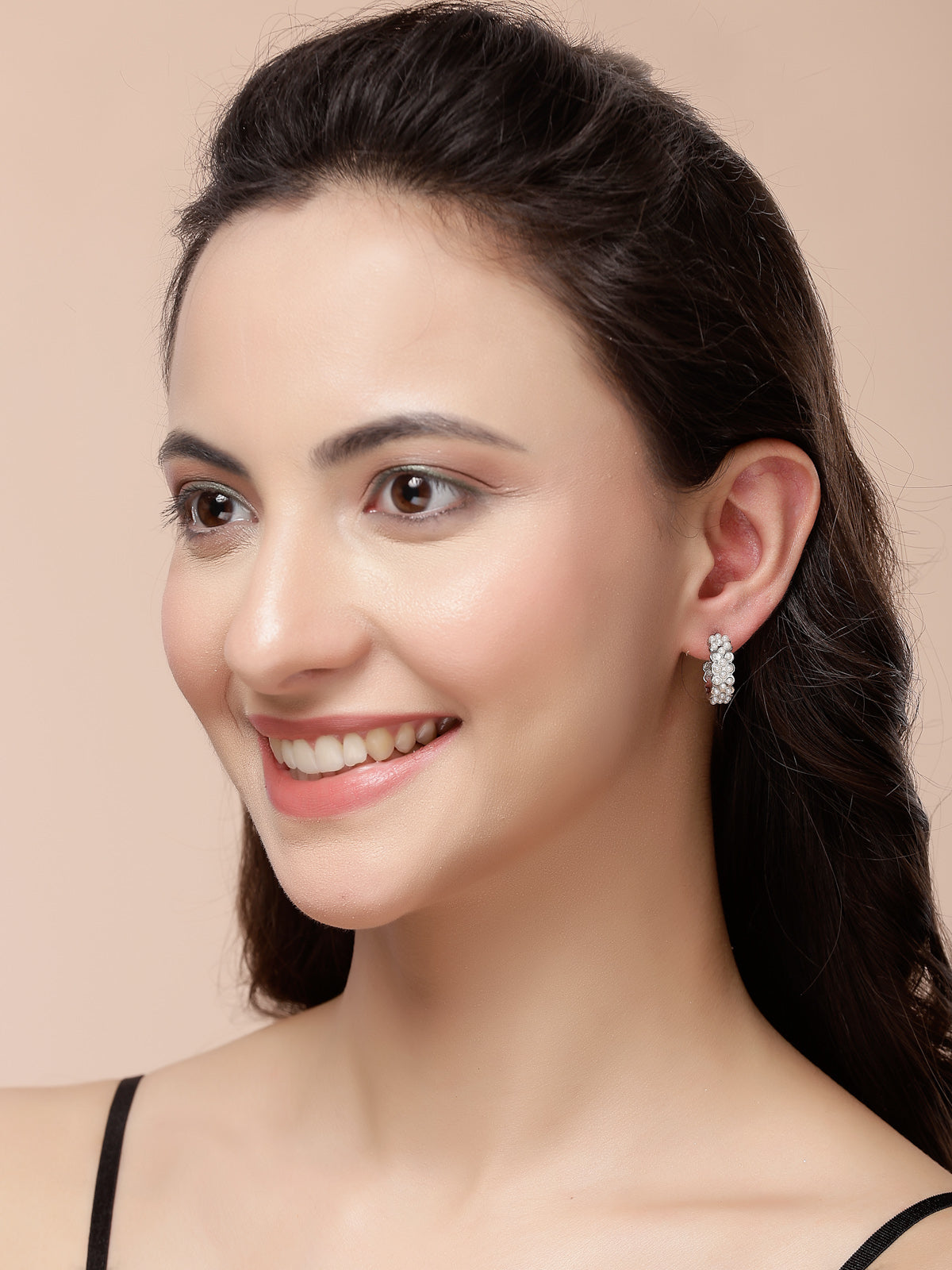 Scintillare By Sukkhi Versatile Latest Style Fashionable Celebrity Inspired Rhodium Plated with Geometric Twist Pearls Hoop Dangle Combo Earring for Women & Girls|Pair of 24|CBE107200