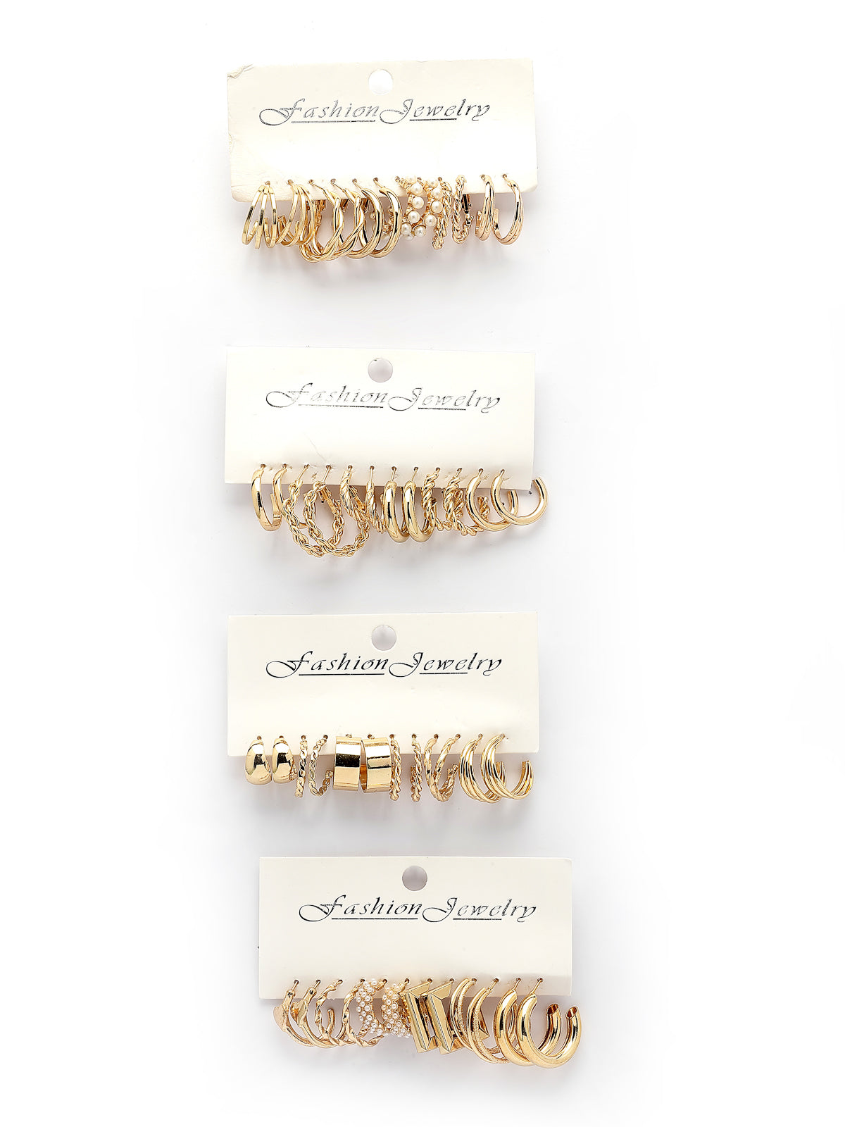 Scintillare By Sukkhi Versatile Latest Style Fashionable Celebrity Inspired Gold Plated with Geometric Twist Pearls Hoop Dangle Combo Earrings for Women & Girls|Pair of 24|CBE107202