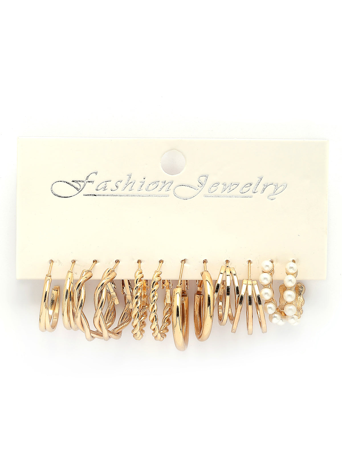 Scintillare By Sukkhi Fashion Forward Gold Plated Pearls Studded Trendy Latest Stylish Hoop Combo Earrings for Women & Girls|Pair of 6|CBE107204