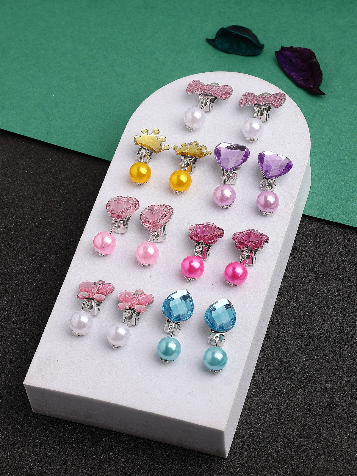 Scintillare By Sukkhi Most Beautiful Stylish Clip On Earring for Non Pierced Color Resin Crystal Combo Earrings for Women & Girls| Pretened Play Party Favov Dressing Up Jewellery|Pair of 7|CBE107206