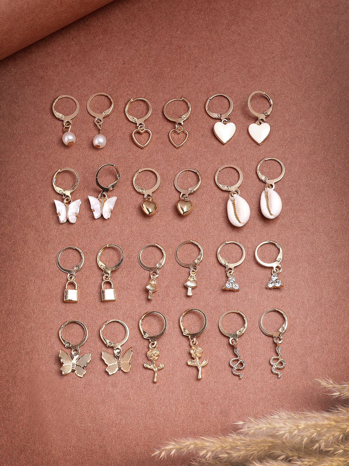 Scintillare By Sukkhi Vintage Fashionable Latest Stylish Gold Plated Multi Shaped Hoop & Drop Style Combo Earrings for Women & Girls|Pair of 12|CBE107207