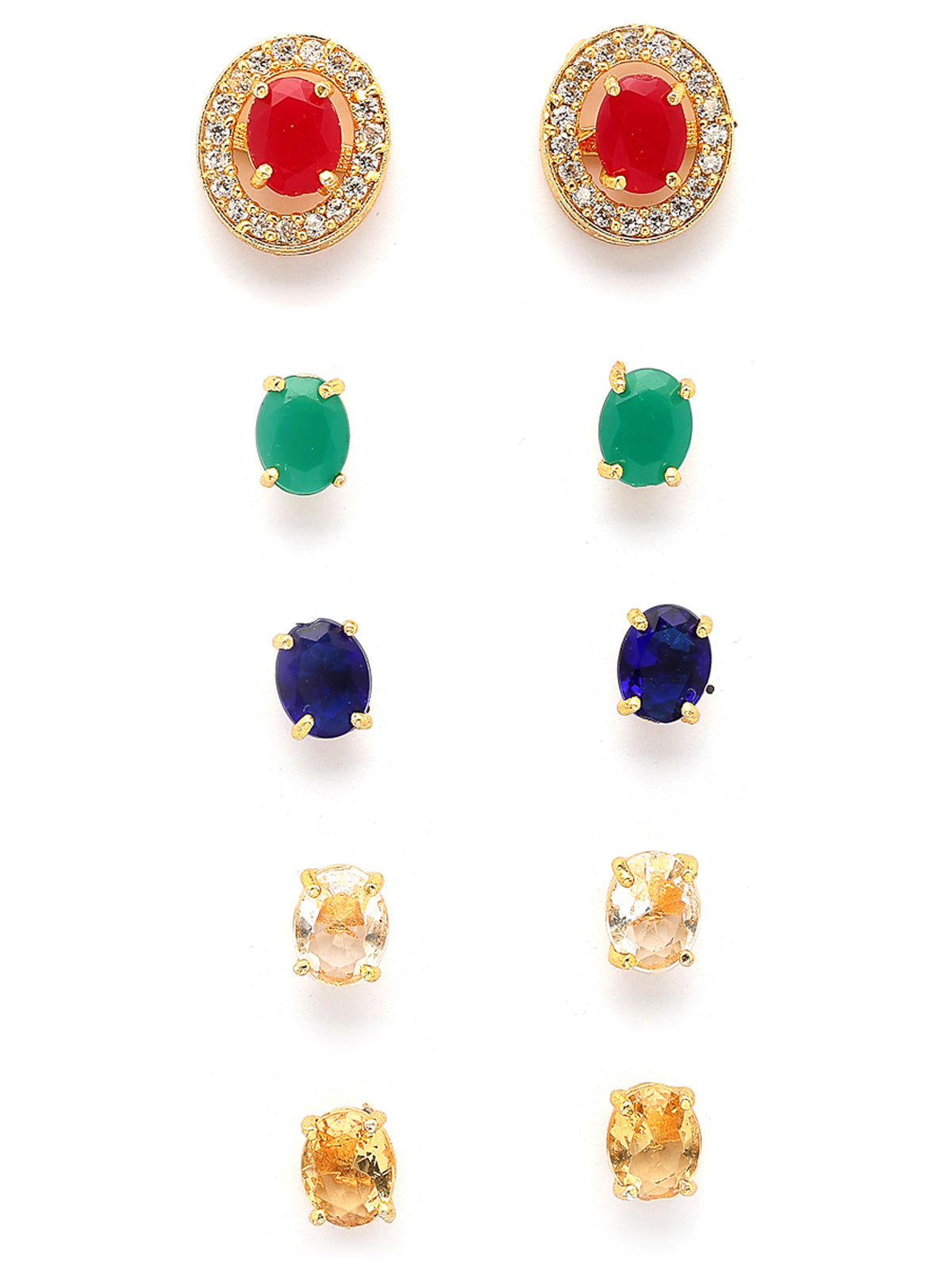 Sukkhi Western Style Fashionable Gold Plated Multicolor 5 in 1 Interchangeable Studs Style Combo Earrings Jewellery For Women & Girls|Gifts for Wife Girlfriend Mother Sister|CBE107311