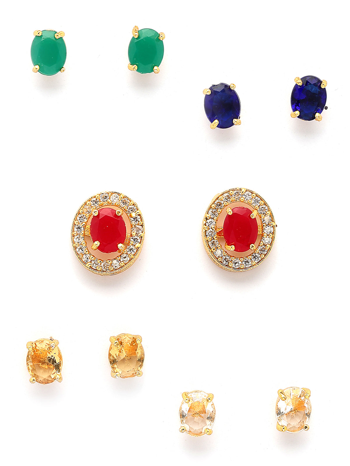 Sukkhi Western Style Fashionable Gold Plated Multicolor 5 in 1 Interchangeable Studs Style Combo Earrings Jewellery For Women & Girls|Gifts for Wife Girlfriend Mother Sister|CBE107311