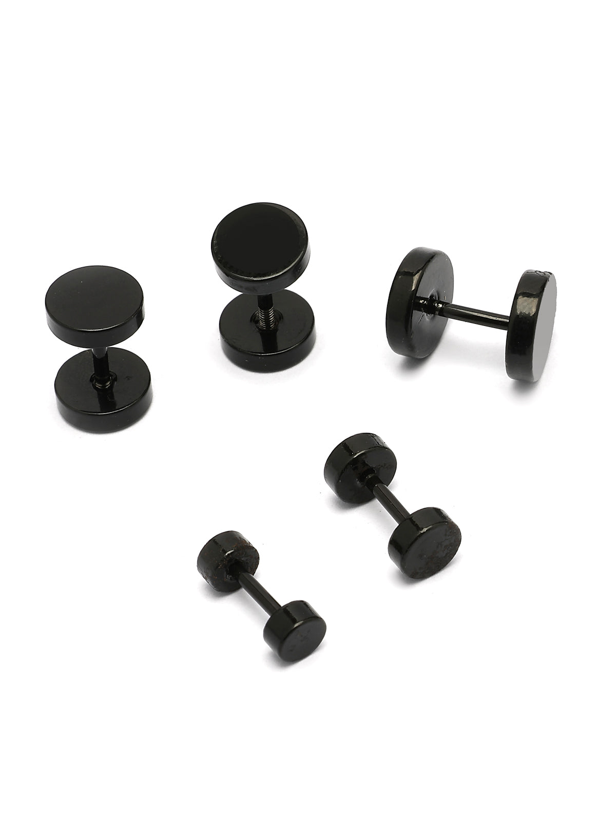 Scintillare By Sukkhi Fashion Stainless Steel Black Studs Earrings for Men & Boys|Combo Earrings 5 Pcs|Birthday Anniversary Gift for Men Boy & Husband|CBE107495