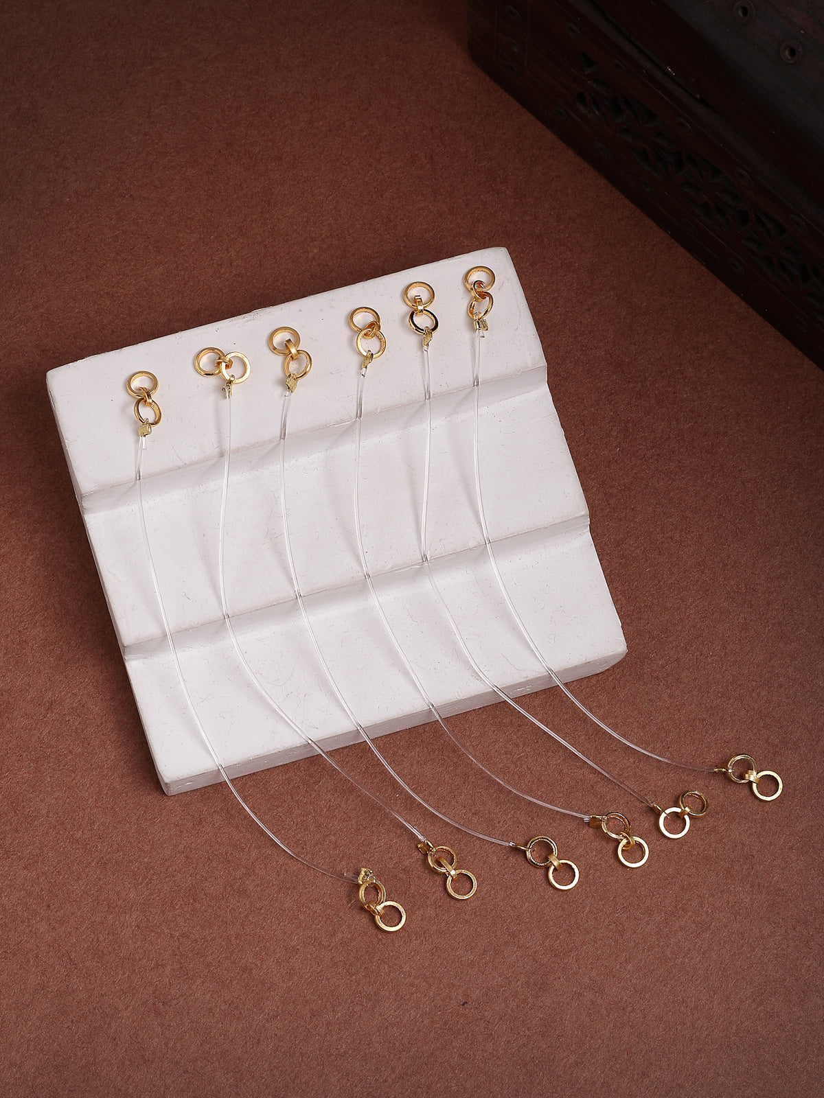 Scintillare By Sukkhi Gold Plated Invisible Transparent Flexible Stretchable Elastic Ear Kaan Chain|Champaswaralu Adjustable Support Ear Chains for Heavy Earring for Women & Girls|Pair of 3|CBECN107208