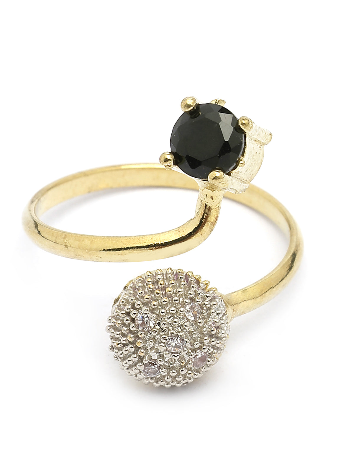 Sukkhi Western Stylish Silver Gold Plated American Diamond Studded Choker Necklace with Drop Earring Bracelet & Ring Jewellery Combo Set For Women & Girls|CBMIX107316