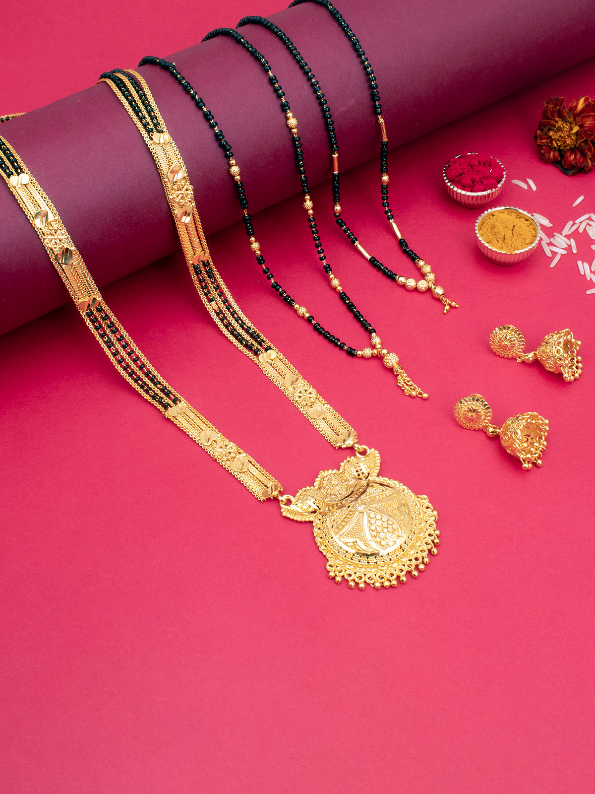 Sukkhi Spectacular Gold Plated Combo Mangalsutra Set for Women CBMS100890