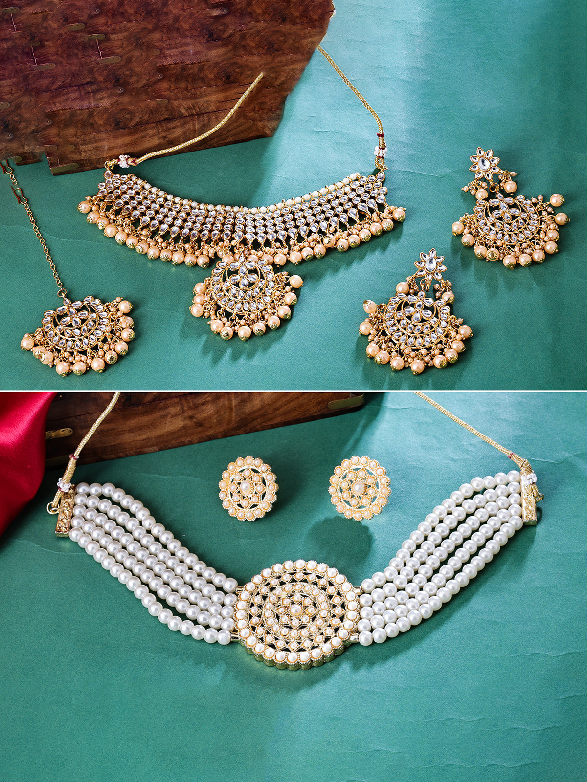 Sukkhi Elegant Gold Plated Combo Choker Necklace Set for Women CBNS104236