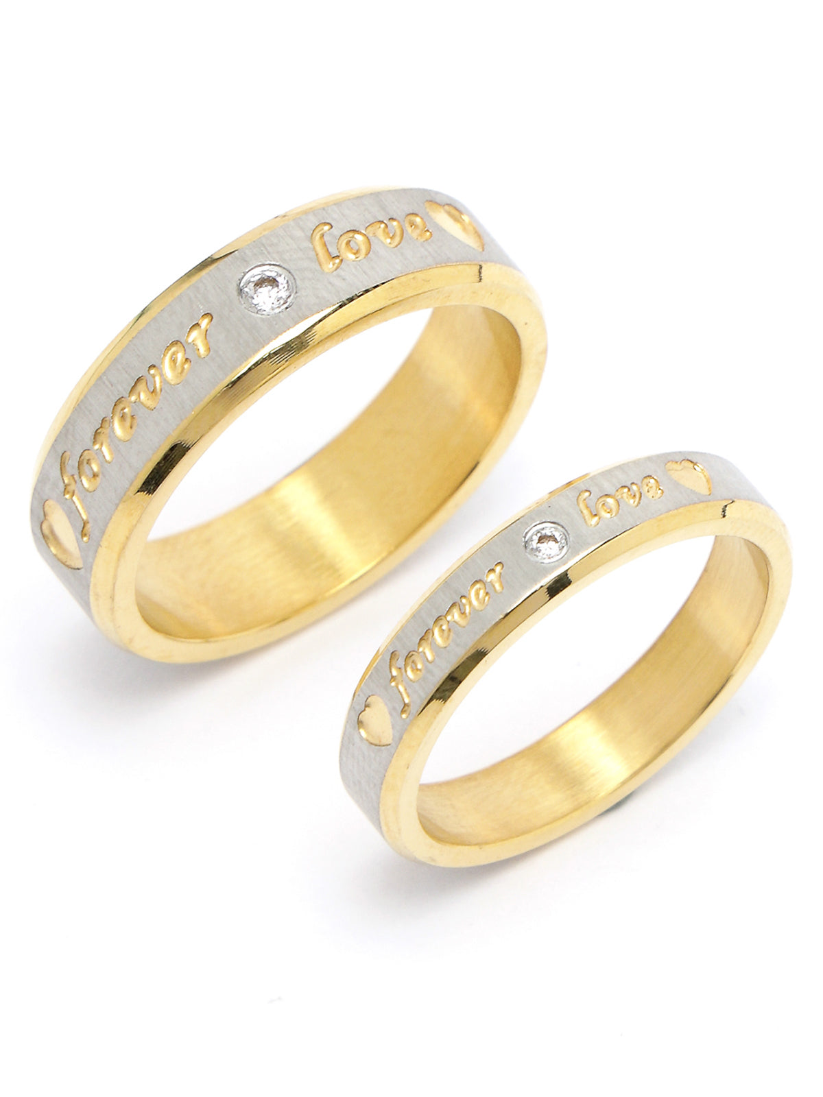 Scintillare by Sukkhi Two Toned Love Forever Promise Couple Rings for Lovers Wedding Engagement Gift Valentine Jewellery Sets for Men and Women |Rings for Girls|Valentines Day Gifts|CR106603