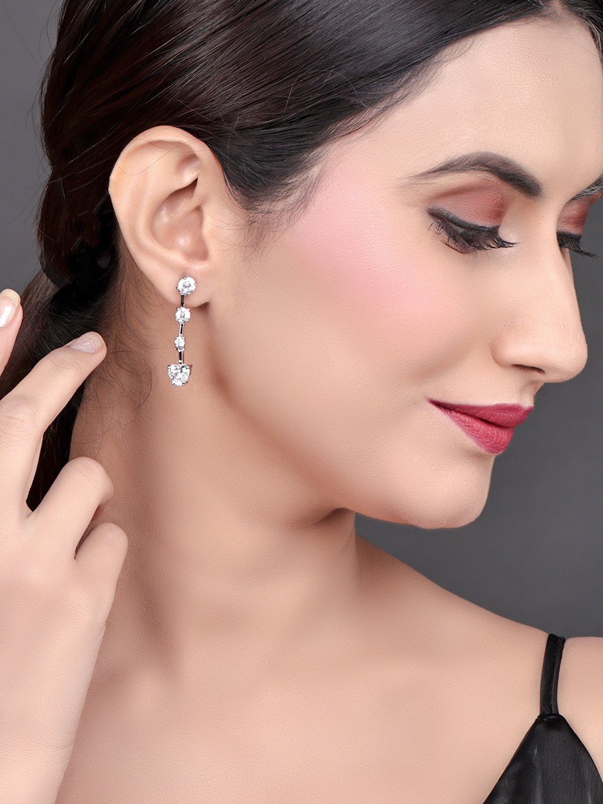 Pissara by Sukkhi Awesome 925 Sterling Silver Cubic Zirconia Earrings For Women And Girls|with Authenticity Certificate, 925 Stamp & 6 Months Warranty E104599