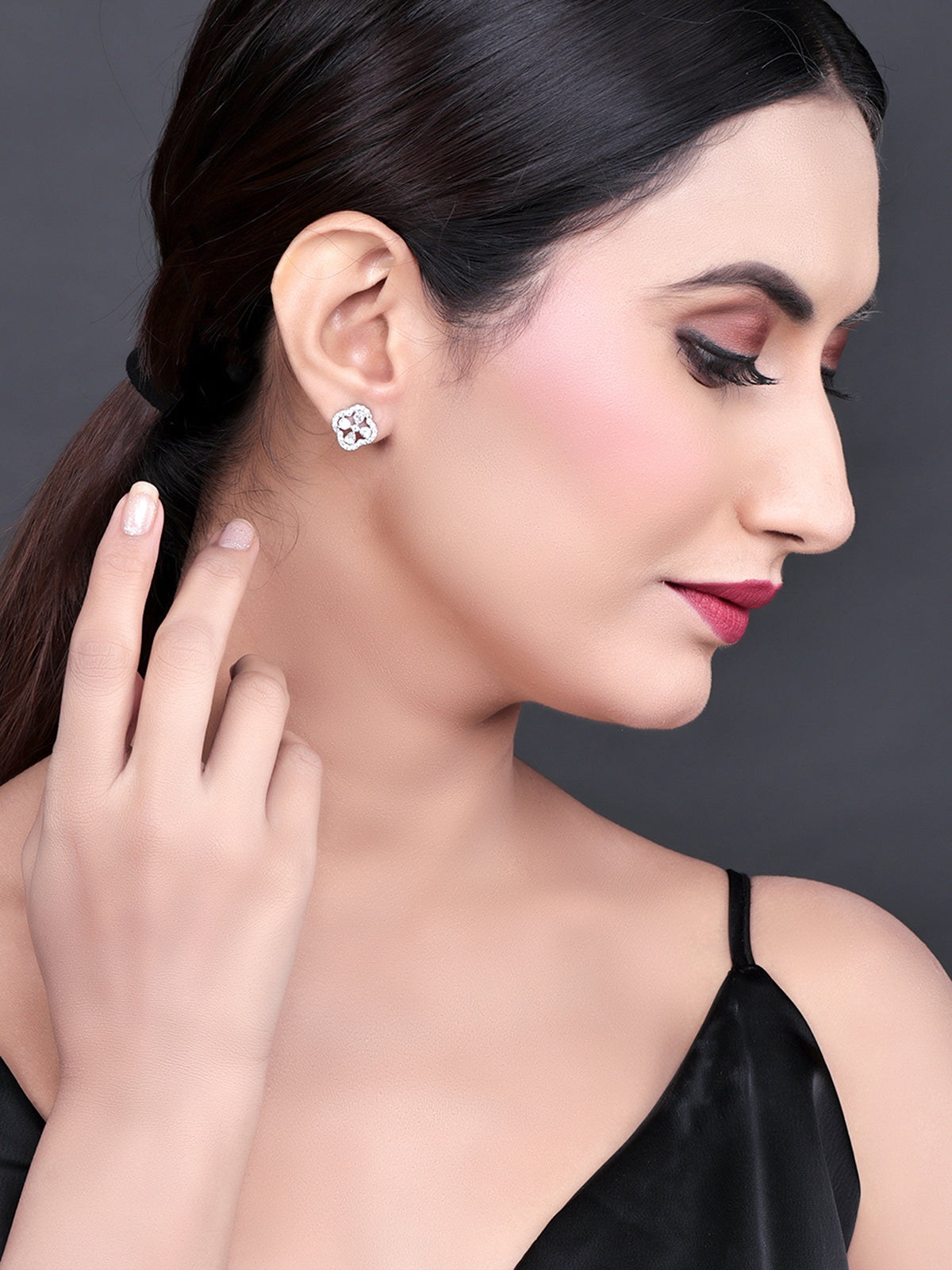Pissara by Sukkhi Stunning 925 Sterling Silver Cubic Zirconia Earrings For Women And Girls|with Authenticity Certificate, 925 Stamp & 6 Months Warranty E104602