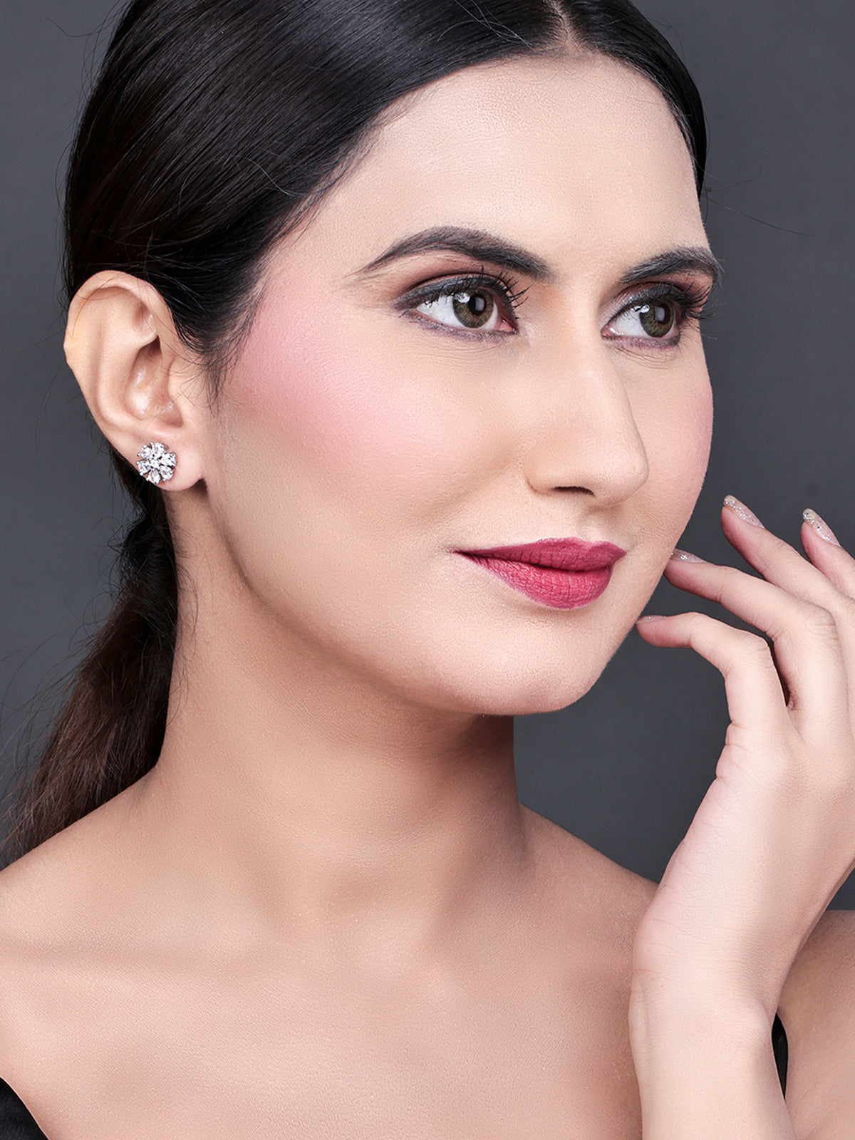 Pissara by Sukkhi Traditional 925 Sterling Silver Cubic Zirconia Earrings For Women And Girls|with Authenticity Certificate, 925 Stamp & 6 Months Warranty E104603