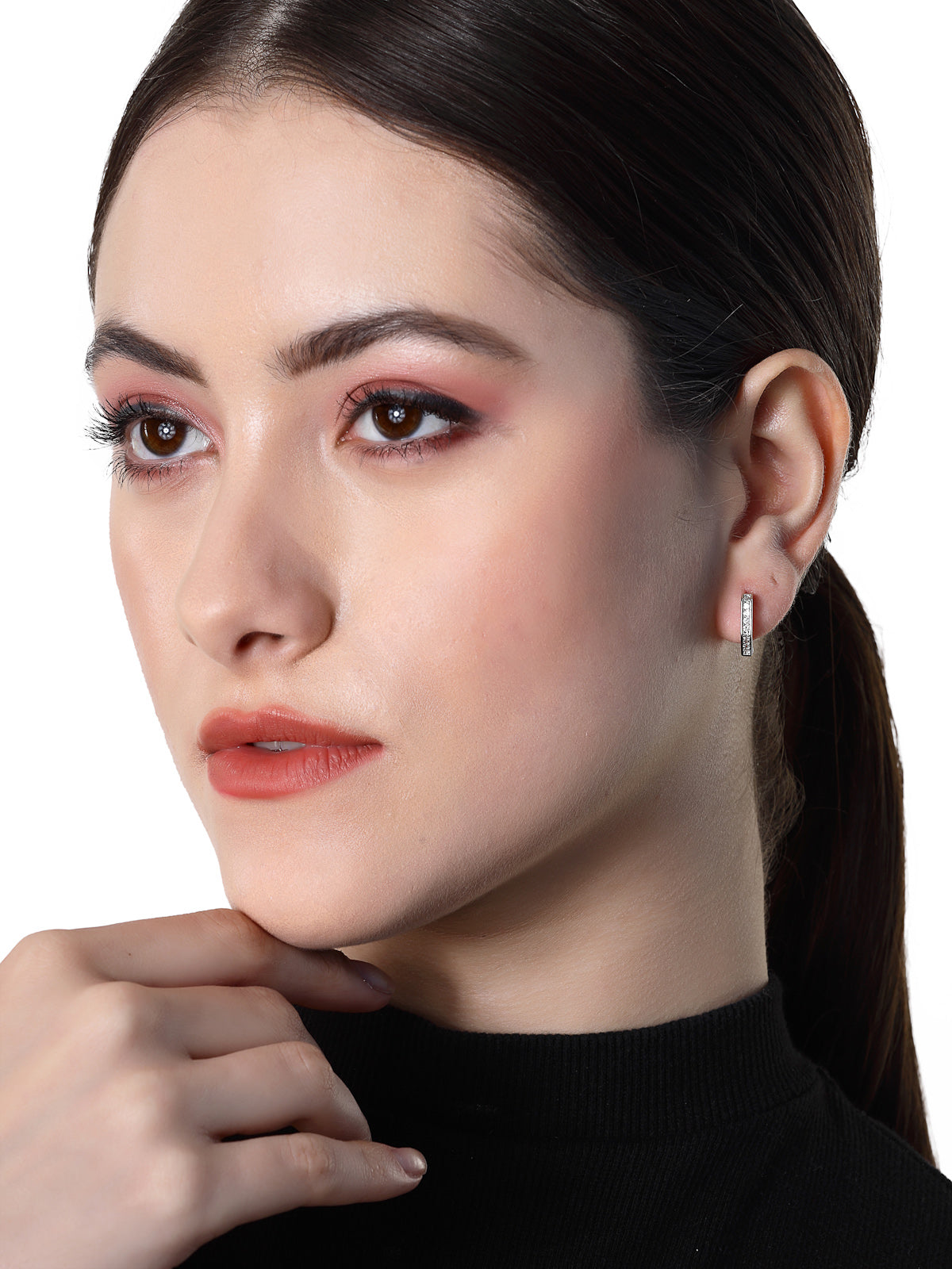 Pissara by Sukkhi Sparking 925 Sterling Silver Pentagon Shaped Cubic Zirconia Hoop Earrings For Women & Girls|with Authenticity Certificate, 925 Stamp & 6 Months Warranty E105097