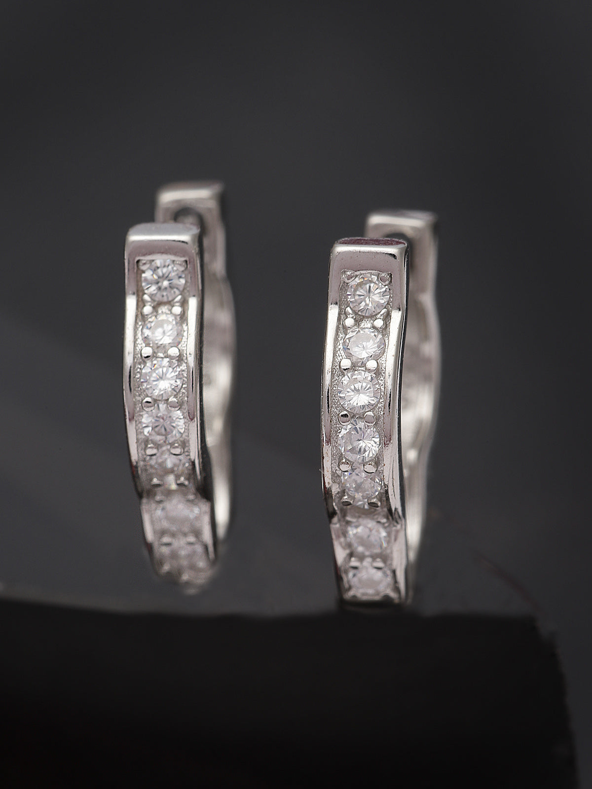 Pissara by Sukkhi Awesome 925 Sterling Silver Floral Shaped Cubic Zirconia Hoop Earrings For Women & Girls|with Authenticity Certificate, 925 Stamp & 6 Months Warranty E105099