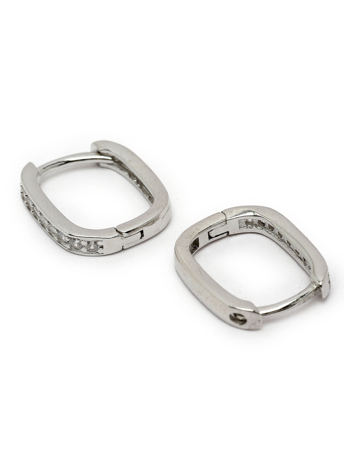 Pissara by Sukkhi Dazzling 925 Sterling Silver Cubic Zirconia Hoop Earrings For Women & Girls|with Authenticity Certificate, 925 Stamp & 6 Months Warranty E105100