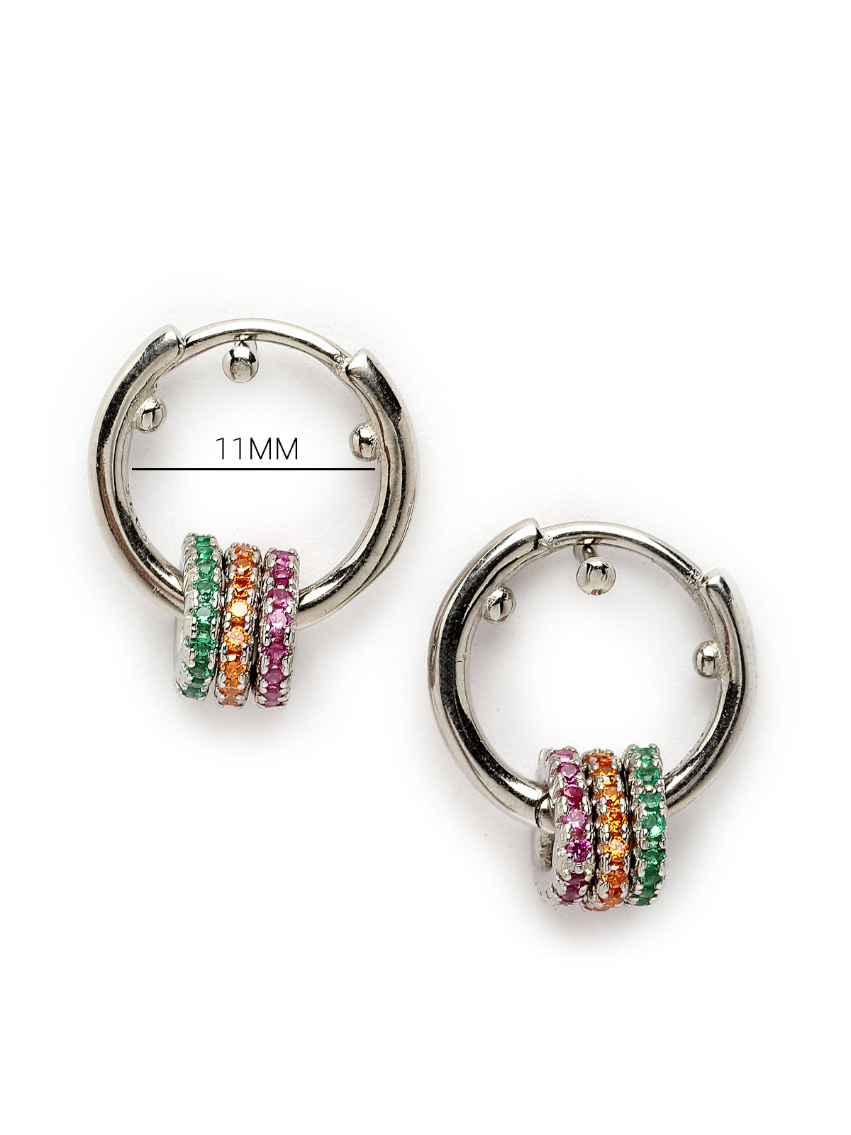 Pissara by Sukkhi Classy 925 Sterling Silver Round Shaped Cubic Zirconia Hoop Earrings For Women & Girls|with Authenticity Certificate, 925 Stamp & 6 Months Warranty E105102